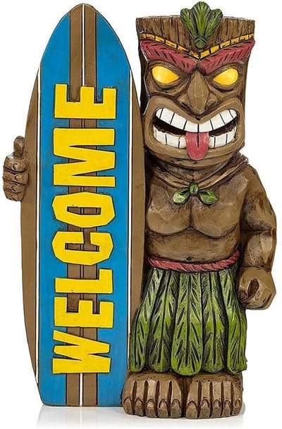 KENANLAN Tiki Tuinbeeld Surfboard Ornament - 19x13x8 cm Weerbestendig Decoratie