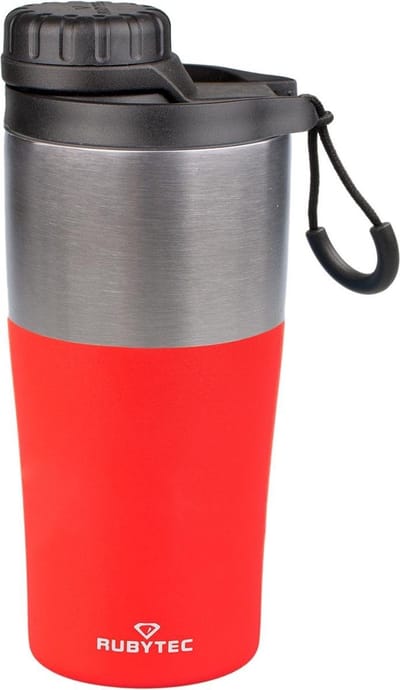 Rubytec Shira Bigshot - 350 ml - Thermosbeker - Koffiebeker To Go - Vacuüm Drinkfles - Thermosfles - Waterfles - RVS Drinkfles - Urenlang Koud of Warm Drinken - Lekvrij - BPA-vrij - Rood