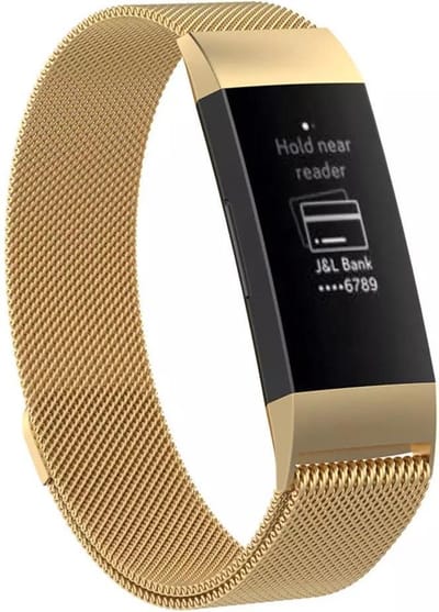 KELERINO. Milanees bandje geschikt voor Fitbit Charge 3 Goud - Small
