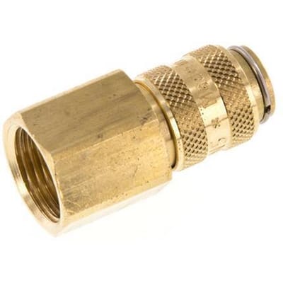 Messing DN 5 Luchtkoppeling Snelkoppeling G 3/8 inch Binnendraad Double Shut-Off - CLS5-F-B-SV-038