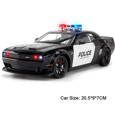 Schaal 1:24 Hellcat Sportwagen Model Speelgoed Muziek Licht Pull-back Deuren Geopend Politiewagens Modellen Metaal Diecast Speelgoed Voor Kinderen