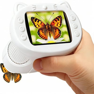 Microscoop - Microscoop voor kinderen - Microscoop digitaal - 1000x draagbare pocketmicroscoop met 2,4 inch scherm - elektronische leer- en wetenschapsset voor kinderen van 3 tot 12 jaar, verjaardagscadeau voor kinderen - Kerstcadeau （Wit）