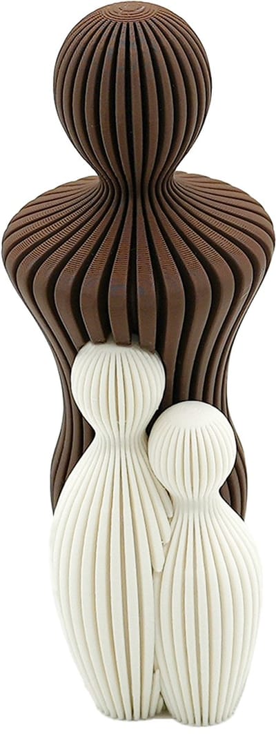 Familie beeldjes – Papa met 2 kinderen - Bruin, Mokka en Wit - 3d geprint - Modern decoratief beeld - Cadeau voor familie/ koppel - Decoratief cadeau - 15CM