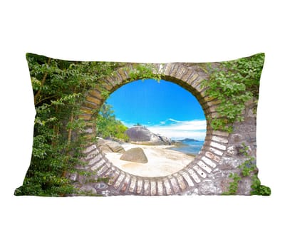 Sierkussens - Kussentjes Woonkamer - 50x30 cm - Zomer - Strand - Doorkijk - Tropical