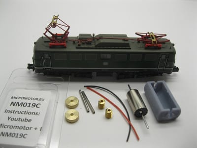 micromotor NM019C ombouwset voor Minitrix DB E10, BR 110, BR 111, BR 112, BR 139, E40, BR 140, u.a.