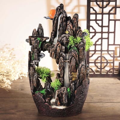 Grote wierookstokjeshouder hars bergwaterval wierookstokjeshouder - terugvloeiende wierookbrander - 120 terugvloeiende wierookkegels - wooncultuur aromatherapie ornament wierookbrander met zeef