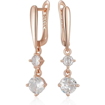 Kienl Eenvoudige Glanzende Natuurlijke Zirconia Druppeloorbel Voor Vrouwen Luxe Roségoudkleurige Lange Oorbel Hoge Kwaliteit Dagelijkse Sieraden beige