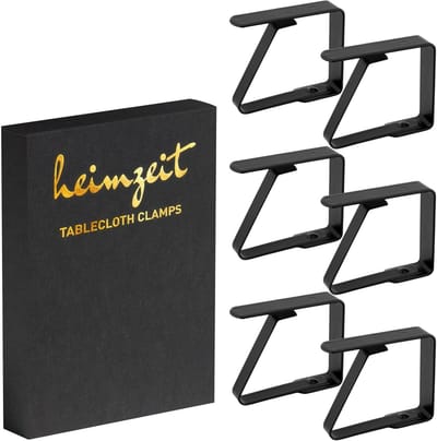 SnelShoppen - Table Cloth Clips RVS - 6 Stuks - 4 cm - Zwart - Tafelkleed Klemmen voor Binnen en Buiten - Geschikt voor Tafels tot 3 cm Dikte - Perfec