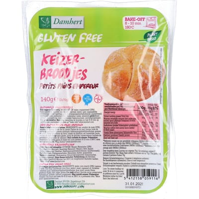 Damhert Glutenvrij Keizerbroodjes 140 Voeding