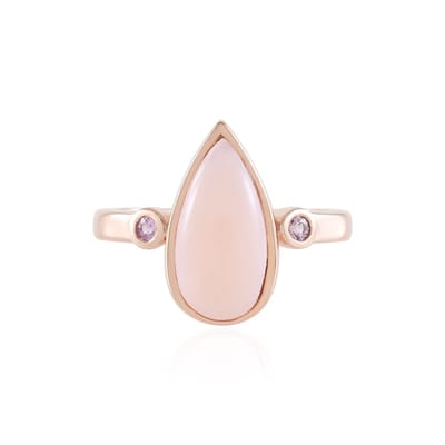 Cavill - Zilveren Ring - 925 Sterling Zilver Ros Verguld - 2,7 Ct Peru Roze Opaal Peervorm - 2 Roze Saffieren 0,09 Ct - Elegant Dames Sieraad