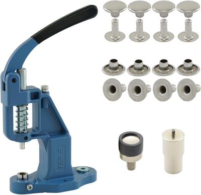 Klinknagelpers set - Oogjes pers gereedschap - Textiel en leer - Inclusief 100 klinknagels - 7 mm - zilver