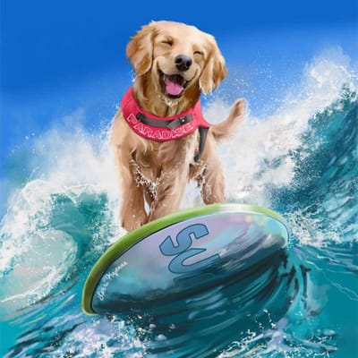 Diamant borduurwerk hond 5d Diy Diamond schilderij surfen op zee kruissteek 30x30CM brown