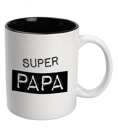 Mok met tekst | Super papa | Kleur: Zwart wit