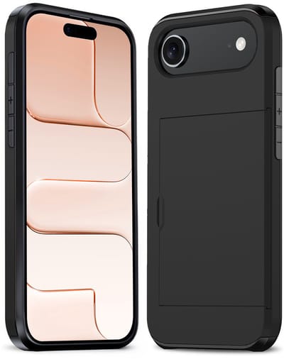 Hoesje Geschikt voor iPhone Air Hoesje Pasjeshouder Shockproof Hard Case - Hoesje Geschikt voor iPhone Air Hoes Met Kaarthouder - Zwart