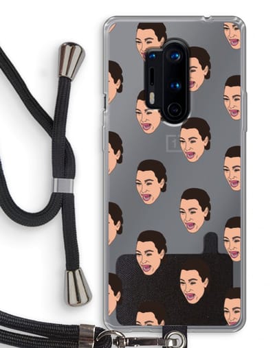 Case Company® - Hoesje met koord geschikt voor OnePlus 8 Pro hoesje met Koord - Ugly Cry Call - Telefoonhoesje met Zwart Koord - Bescherming aan alle Kanten en Over de Schermrand