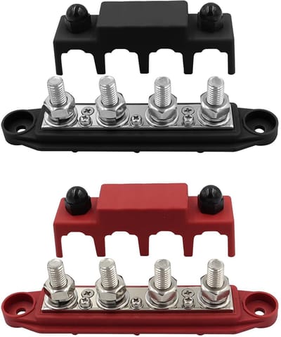 Collecting Rails - Pack of 2 - 12V-48V DC - Bus Bar - 250A Power Distribution Block - Power Distributor Rail met 4 x M8 Bolts - Verbinding voor Auto - Marine