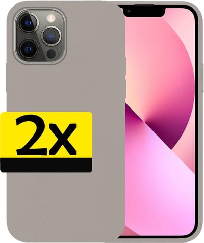Hoesje - 2 Stuks - Geschikt voor Apple iPhone 13 Pro Max - Sterk & Shockproof - Case Siliconen - Back Cover - Telefoon Hoes - Telefoonhoesjes - Grijs