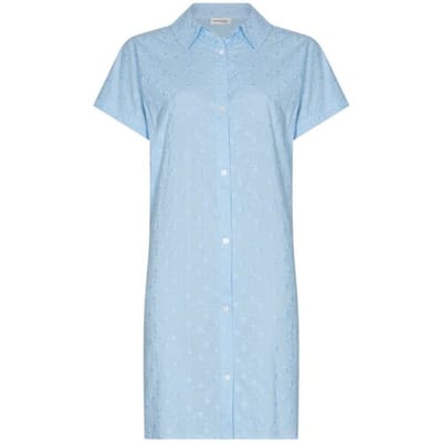 Pastunette Premium - Nachthemd - Skyway - Katoen - Blauw - Doorknoop Sluiting - Maat 36