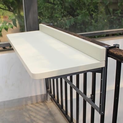 Balkon Railing Tafel - Hangtafel Opvouwbaar - Buitenruimte Benutten - Verstelbaar Hoogteontwerp - 80 x 40 cm - Wit