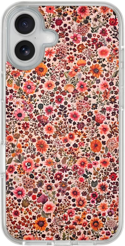 Hybride hoesje geschikt voor iPhone 16 - Vintage floral - Extra bescherming - Luxe beschermhoes - TPU case - Transparant, Multi - Mooie Telefoonhoesjes