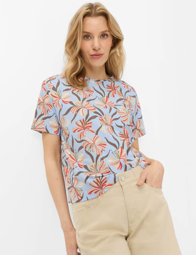 Brax Dames Shirt  Style CARA S vintage blue, lichtblauw, maat 32