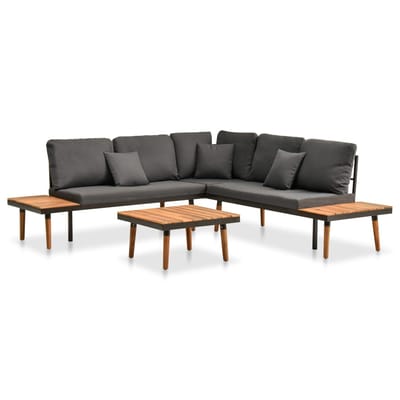 vidaXL - 4-delige - Loungeset - met - kussens - massief - acaciahout
