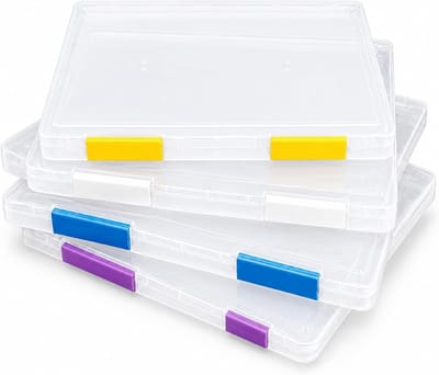 Transparante A4 Opbergdozen (4 Stuks) voor Documenten, Kunstwerken, Foto's en Kantoorbenodigdheden, Ideaal voor Creatieve Projecten en Organisatie