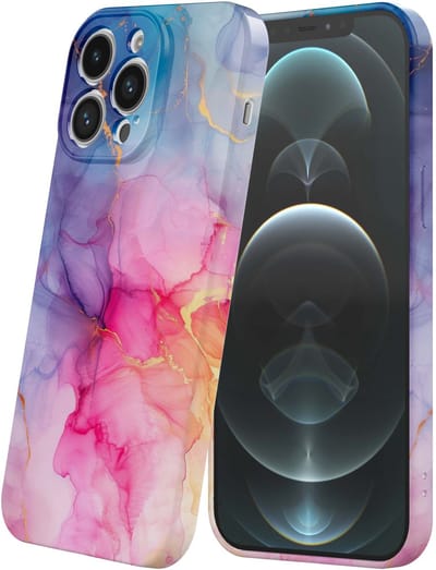 Smartphonica Telefoonhoesje Geschikt voor iPhone 12 Pro Max met Regenboog Marmer Opdruk - Flexibel Softcase TPU - Backcover Case Rainbow Marble Design geschikt voor iPhone 12 Pro Max
