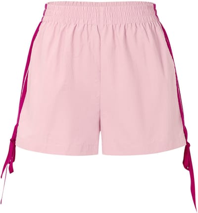 Striped Summer Short - Gestreepte Zomershort met Comfortabele Pasvorm - Trendy Casual Korte Broek voor Vakantie en Dagelijks Gebruik - Roze - Maat S