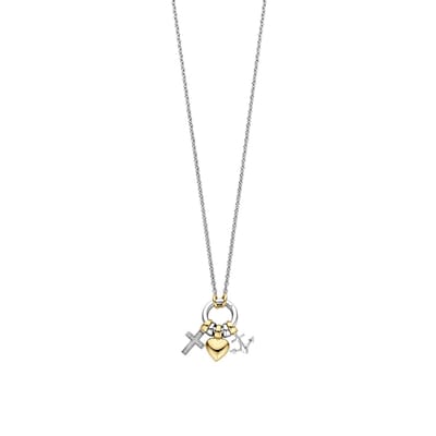 TI SENTO Dames Ketting - 925 zilver - Zirkonia met geel verguld - Maat 42 - 34115ZY