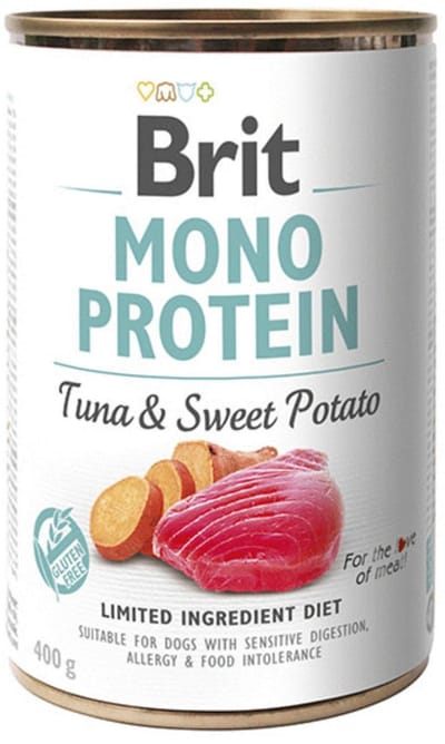 Brit Blik Care Mono Protein 400 g - Hondenvoer - 6 x Tonijn&Zoete Aardappel