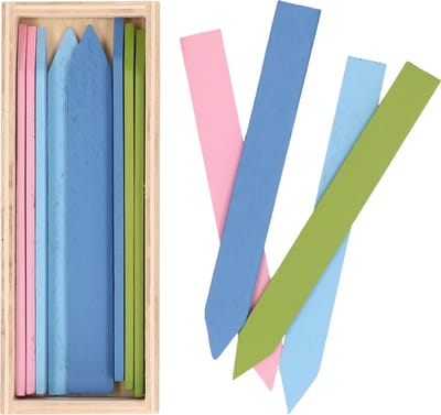 Talen Tools Plantetiketten/plantenlabels - 24x - kleurenmix - hout - 13 cm - steeketiketten