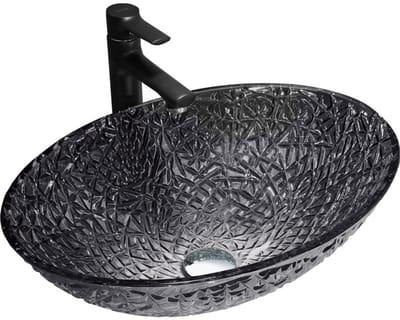 Mexen Goa glazen opbouw waskom 50 x 36 cm, zwart - 24085070