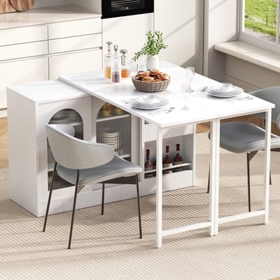REDOM Eettafel 121.5×40×76.7 cm van MDF, wit, modern Scandinavisch design, uitschuifbaar en ruimtebesparend