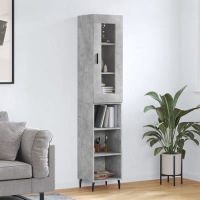 vidaXL - Hoge - kast - 34,5x34x180 - cm - bewerkt - hout - betongrijs