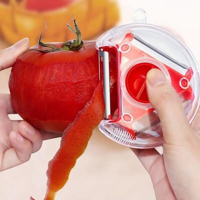 Groentesnijder - 3 in 1 Schiller - Schilmesje - Aardappelschilmesje - Fruitschiller - Komkommerschiller -  Aardappel - Tomaat -  RVS - Rood