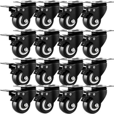 Industriële Wielen Set - Zwenkwielen met Rem - Meubels Verplaatsen - Dubbele Vergrendeling - 51 cm - Zwart