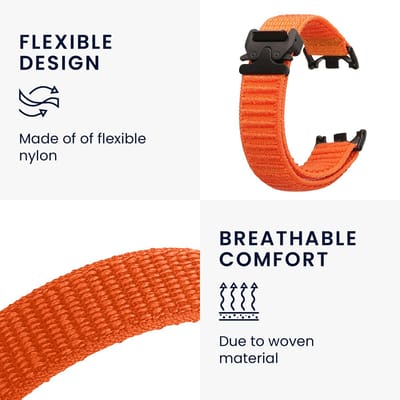 kwmobile nylon bandje voor smartwatch - geschikt voor Xiaomi Mi Band 10 / Mi Band 9 / 8 - - Polsbandje in mat oranje