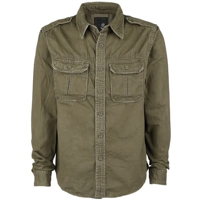Brandit Longsleeve - Vintage Shirt - M tot XXL - voor Mannen - olijf