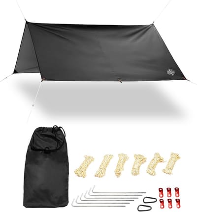 Waterdicht Kampeer Tarp Zeil 300x290 cm - UV Bescherming & Incl. Hageset