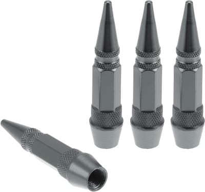 Decoratieve Band Valve Stam Caps - Puntige Hoofd Type 60Mm Stofkappen voor Auto en Truck, Aluminiumlegering met Titanium Tone, 4 Stuks