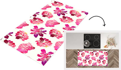 Keukenloper - Loper keuken - Bloemen - Roze - Patroon - 120x60 cm - Keukenloper vinyl