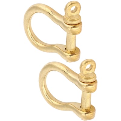 2 Set Anker Sluiting Puur Messing U-Type Fob Sleutelhanger Haak Goudkleurige Verbindingsgesp 10mm