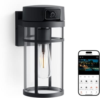 Veranda Camera - Wandlamp Camera - Huis Beveiligen - Geïntegreerde Verlichting - 2K HD Resolutie - Mat Zwart