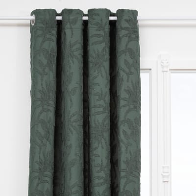 Atmosphera Willow Jacquard Gordijn 135x260cm - Gordijnen kant en klaar met haakjes ringen - Kakigroen