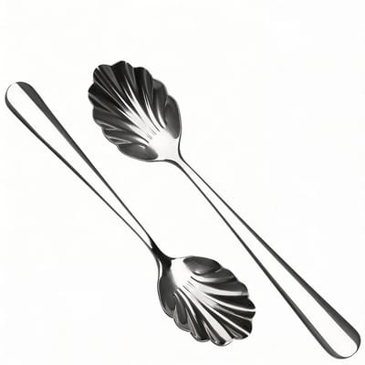 Suiker lepel - Roestvrij Staal 304 - RVS - Vintage lepel - Koffielepel Schelpvorm - Theelepel - Zilveren taartlepel - 14cm - 2 stuks geleverd
