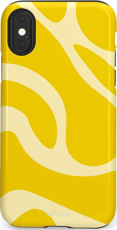 Casetastic Hoesje Geschikt voor Apple iPhone X/Xs - Stijlvolle Beschermende Duo-layer Case - Citroen Gele Zonnestraal