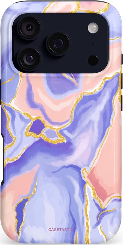 Casetastic hoesje geschikt voor Apple iPhone 17 Pro - MagSafe - Dubbellaagse bescherming - Riviergloed - Fashion Case - Lichtroze Goud Paars