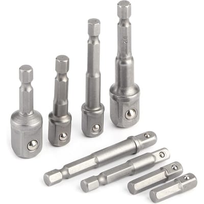 8-delige Socket Adapter Set Driver Zeskant Schacht Slagboor Bits Verlengstuk 1/4in 3/8in 1/2in