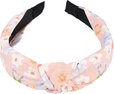 Haarsoires Haarband Diadeem 3cm – Knoop - Bloemenprint – Pastel – Oranje - Zachte Haarbeugel - voor Dames & Meisjes